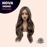 JBEXTENSION NOVA MONO Monofilament Handmade Wig 6X5 Full Monofilament Hand Tied Top Wig 25 Inches Ombre Brown Curly Mono Lace Handmade Futura Fiber Glueless Black Sapphire Wig NOVA MONO【BENDY EAR TABS】