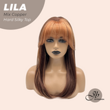 JBEXTENSION 20 Inches Scalpiana Mix Copper Wolf Cut 3.5X4 Hard Silky Top Natural Scalp Effect Wig With Bangs LILA MIX COPPER
