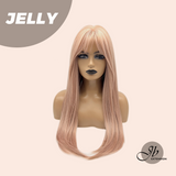 JBEXTENSION 24 Inches Long Straight Pink Wig with Bangs JELLY
