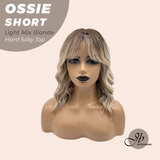JBEXTENSION 14 Inches Scalpiana Wave Light Mix Blonde 3.5X4 Hard Silky Top Natural Scalp Effect Wig with Bangs OSSIE SHORT - LIGHT MIX BLONDE