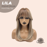 JBEXTENSION 20 Inches Scalpiana Shatush Blonde Wolf Cut 3.5X4 Hard Silky Top Natural Scalp Effect Wig With Bangs LILA SHATUSH BLONDE