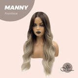 JBEXTENSION 24 Inches Body Wave Mix Blonde With Dark Root Pre-Cut Frontlace Wig MANNY
