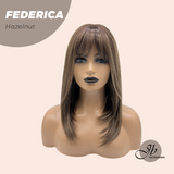 JBEXTENSION 16 Inches Short Bob Cut Hazelnut Wig with Bangs FEDERICA HAZELNUT