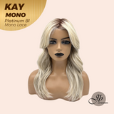 JBEXTENSION KAY MONO Full Monofilament Handmade Full Lace Full Hand Tied Wig 19 Inches Platinum Blonde Mono Lace Handmade Futura Fiber Wig with Anti-slip Silicone Strips Glueless Wig KAY MONO - PLATINUM BLONDE【BENDY EAR TABS】