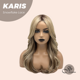 [PRE-ORDER] JBEXTENSION 18 Inches Curly Dark Mix Blonde Pre-Cut T Part Snowflake Lace Frontlace Glueless Wig KARIS【BENDY EAR TABS】