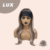 JBEXTENSION 22 Inches Medium Brown Base with Silver Blonde Ombre Highlights Headband Wig LUX