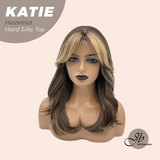 JBEXTENSION 18 Inches Scalpiana Curly Hazelnut 3.5X4 Hard Silky Top Natural Scalp Effect Wig with Bangs KATIE HAZELNUT