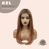 JBEXTENSION 22 Inches Amber Bronze Pre-Cut Snowflake Lace Frontlace Glueless Wig KEL AMBER BRONZE【PERMATEASE】【BENDY EAR TABS】- M/L