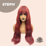 JBEXTENSION 26 Inches Copper Red Body Wave Wig With Bangs STEPH