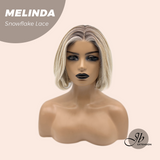 JBEXTENSION 10 Inches Mix Blonde Curly Pre-Cut T Part Snowflake Lace Frontlace Glueless Wig  MELINDA SNOWFLAKE【BENDY EAR TABS】