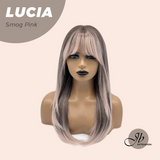 JBEXTENSION 21 Inches Natural Style Smog Pink Wig with Bangs LUCIA SMOG PINK