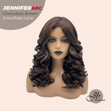 JBEXTENSION 18 Inches Chocolate Brown Deep Curly Pre-Cut Arc Snowflake Lace Frontlace Glueless Wig JENNIFER ARC - CHOCOLATE BROWN【 BENDY EAR TABS 】