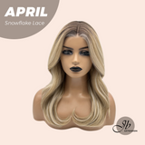 JBEXTENSION 20 Inches Mix Blonde Long Curly Pre-Cut T Part Snowflake Lace Frontlace Glueless Wig APRIL SNOWFLAKE【BENDY EAR TABS】
