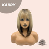 JBEXTENSION 12 Inches Bob Cut Short Straight Blonde With Black End Wig KARRY