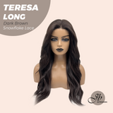 JBEXTENSION 22 Inches Long Dark Brown Pre-Cut Snowflake Lace Frontlace Glueless Wig TERESA LONG DARK BROWN【PERMATEASE】【BENDY EAR TABS】- M/L