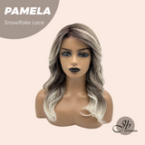 JBEXTENSION 18 Inches Curly Smog Ash Grey Pre-Cut Side Part Snowflake Lace Frontlace Glueless Wig PAMELA SNOWFLAKE【BENDY EAR TABS】