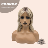 JBEXTENSION 13 Inches Dark Mix Blonde Curly Pre-Cut T Part Snowflake Lace Frontlace Glueless Wig CONNOR【BENDY EAR TABS】