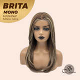 JBEXTENSION BRITA MONO Monofilament Handmade Wig 6X5 Full Monofilament Hand Tied Top Wig 22 Inches Hazelnut Mono Lace Wig with Anti-slip Silicone Strips Glueless Wig BRITA MONO HAZELNUT【BENDY EAR TABS】