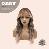 JBEXTENSION 22 Inches Scalpiana Long Wave Apricot 3.5X4 Hard Silky Top Natural Scalp Effect Wig with Bangs OSSIE APRICOT