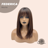 JBEXTENSION 16 Inches Short Bob Cut Mocha Wig with Bangs FEDERICA MOCHA