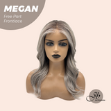 JBEXTENSION 20 Inches Mix Grey Curly Fiber X, Tangle Less Pre-Cut Free Part Frontlace Glueless Wig MEGAN【FIBER X】
