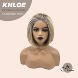 JBEXTENSION 12 Inches Bob Cut Florence Blonde Pre-Cut Snowflake Lace Frontlace Glueless Wig KHLOE FLORENCE BLONDE【PERMATEASE】【BENDY EAR TABS】- M/L
