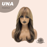 JBEXTENSION 22 Inches Hazelnut Wave with Bangs Wig UNA HAZELNUT
