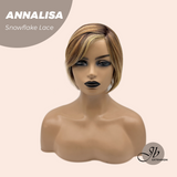 JBEXTENSION 10 Inches Bob Cut Mix Copper Pre-Cut Side Part Snowflake Lace Frontlace Glueless Wig ANNALISA【BENDY EAR TABS】