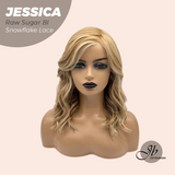 JBEXTENSION 16 Inches Raw Sugar Blonde Curly Pre-Cut Side Part Snowflake Lace Frontlace Glueless Wig JESSICA RAW SUGAR BLONDE【BENDY EAR TABS】