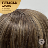 JBEXTENSION FELICIA MONO Full Monofilament Handmade Full Lace Full Hand Tied Wig 11 Inches Hazelnut Mono Lace Handmade Futura Fiber Wig with Anti-slip Silicone Strips Glueless Wig FELICIA MONO - HAZELNUT【BENDY EAR TABS】