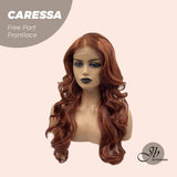 JBEXTENSION 22 Inches Copper Curly Wave Free Part Frontlae Wig CARESSA