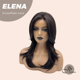 JBEXTENSION 18 Inches Natural Black Pre-Cut Snowflake Lace Frontlace Glueless Wig ELENA【PERMATEASE】【BENDY EAR TABS】