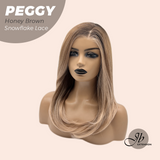 JBEXTENSION 19 Inches Long Straight Honey Brown Pre-Cut Side Part Snowflake Lace Frontlace Glueless Wig PEGGY HONEY BROWN【BENDY EAR TABS】
