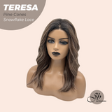 JBEXTENSION 18 Inches Pine Cones Pre-Cut Snowflake Lace Frontlace Glueless Wig TERESA PINE CONES【PERMATEASE】【BENDY EAR TABS】