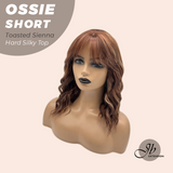 JBEXTENSION 14 Inches Scalpiana Wave Toasted Sienna 3.5X4 Hard Silky Top Natural Scalp Effect Wig with Bangs OSSIE SHORT - TOASTED SIENNA