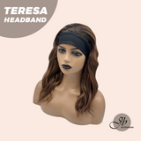 JBEXTENSION 18 Inches Wave Caramel Auburn Honey Balayage Headband Wig TERESA HEADBAND