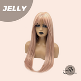 JBEXTENSION 24 Inches Long Straight Pink Wig with Bangs JELLY