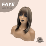 JBEXTENSION 16 Inches Straight Light Brown with Highlight Wig with Bangs FAYE LIGHT BROWN HIGHLIGHT
