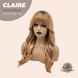 JBEXTENSION 22 Inches Scalpiana Sunset Blush 3.5X4 Hard Silky Top Natural Scalp Effect Women Wig with Bangs CLAIRE SILKY TOP - SUNSET BLUSH