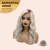 JBEXTENSION SAMANTHA MONO Full Monofilament Handmade Full Lace Full Hand Tied Wig 17 Inches Ash Blonde Mono Lace Handmade Futura Fiber Wig with Anti-slip Silicone Strips Glueless Wig SAMANTHA MONO ASH BLONDE【BENDY EAR TABS】