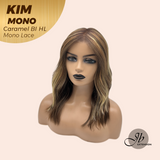 JBEXTENSION KIM MONO Full Monofilament Handmade Full Lace Full Hand Tied Wig 17 Inches Caramel Blonde Highlight Mono Lace Handmade Futura Fiber Wig with Anti-slip Silicone Strips Glueless Wig KIM MONO - CARAMEL BLONDE HIGHLIGHT【BENDY EAR TABS】