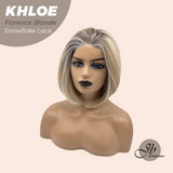 JBEXTENSION 12 Inches Bob Cut Florence Blonde Pre-Cut Snowflake Lace Frontlace Glueless Wig KHLOE FLORENCE BLONDE【PERMATEASE】【BENDY EAR TABS】- M/L