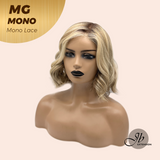 JBEXTENSION MG MONO Monofilament Handmade Wig 6X5 Full Monofilament Hand Tied Top Wig 12 Inches Dark Blonde Mono Lace Wig With Anti-slip Silicone Strips Glueless Wig MG MONO【BENDY EAR TABS】