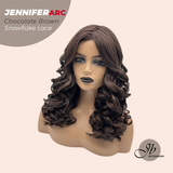 JBEXTENSION 18 Inches Chocolate Brown Deep Curly Pre-Cut Arc Snowflake Lace Frontlace Glueless Wig JENNIFER ARC - CHOCOLATE BROWN【 BENDY EAR TABS 】