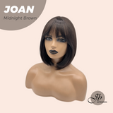 JBEXTENSION 10 Inches Bob Cut Midnight Brown(Black/Brown) Wig with Bangs JOAN MIDNIGHT BROWN