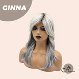 JBEXTENSION 19 Inches Grey Women Fashion Full Machine Wig GINNA【PLUS PERMATEASE】【BENDY EAR TABS】