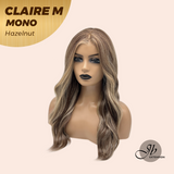 JBEXTENSION CLAIRE MONO Partial Monofilament Wig 22 Inches Hazelnut Curly Partial Mono Lace Glueless Wig CLAIRE MONO HAZELNUT【BENDY EAR TABS】