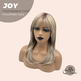 JBEXTENSION 19 Inches Champagne Gold Pre-Cut Arc Snowflake Lace Frontlace Glueless Wig JOY CHAMPAGNE GOLD【BENDY EAR TABS】