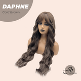JBEXTENSION 29 Inches Long Body Wave Cold Brown Wig With Bangs DAPHNE COLD BROWN