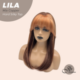 JBEXTENSION 20 Inches Scalpiana Mix Copper Wolf Cut 3.5X4 Hard Silky Top Natural Scalp Effect Wig With Bangs LILA MIX COPPER